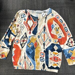 Alfred Dunner Pullover Sweater Southwestern Aztec Tribal PXL